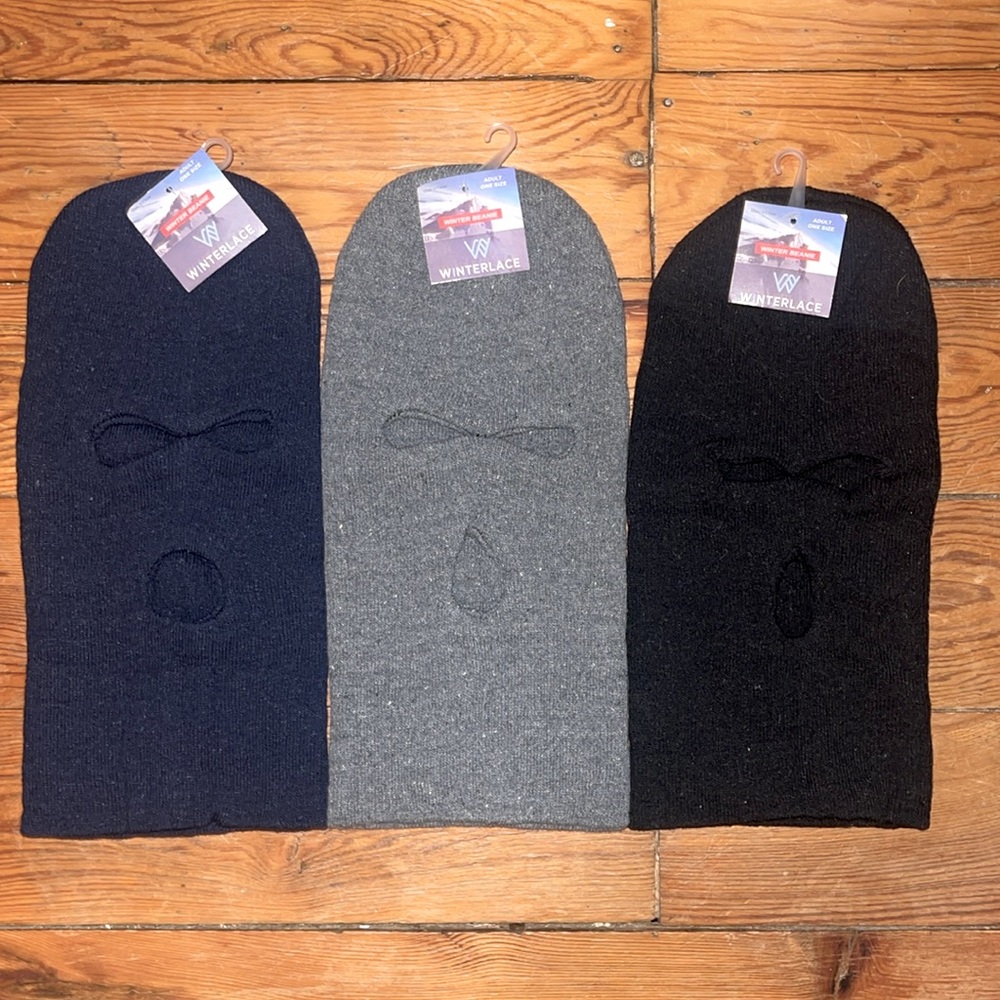 NWT Set of 3 Adult 3 Hole Ski Mask Balaclava in Navy Black & Gray